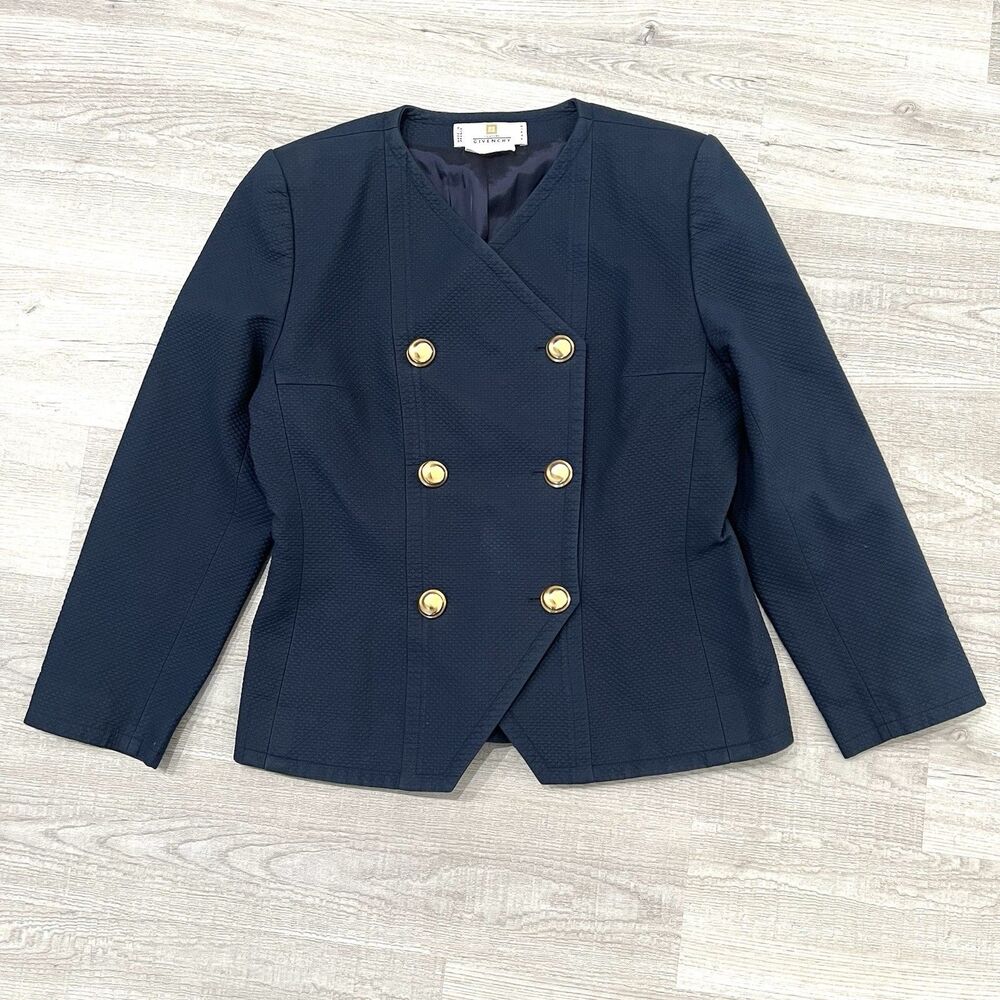 Vintage Givenchy Women’s Double Breasted Navy Blazer Size 46